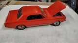 Vintage 1965 Ford Mustang Hardtop Coupe Plastic Toy Car Red 1:25 Scale