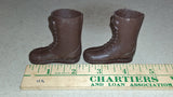 Vtg GI Joe StandardTall Brown Boots Wide Ridge Action Soldier 12" Pair Pre 1970