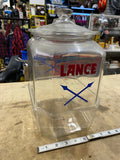 30s Lance Glass Jar Lid 12" Vintage Bakery Advertising Sign Cookie Cracker Displ