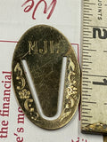 Vintage Gold Money Clip Men Initials MLM  antique brass page marker Sterling?