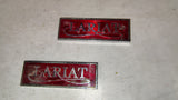1980-1986 Ford Truck Lariat Cab Side Trim Emblems OEM Pair Red