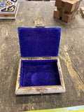 Vintage Moroccan Camel Brass Bone Horn Trinket Jewelry Box Purple Velvet Lining