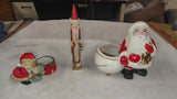 Vintage Christmas Santa Claus Planters & Pencil Figurine Lot