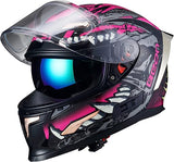 Full Face Motorcycle Helmet Street Bike Helmet Beon Custom Graphix Pink SMALL