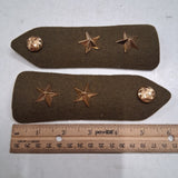 WWII US Army Major General 2 Star Shoulder Loops Epaulets Insignia Pair OD Wool