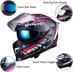 Full Face Motorcycle Helmet Street Bike Helmet Beon Custom Graphix Pink SMALL