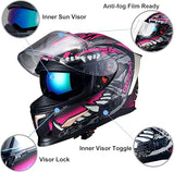 Full Face Motorcycle Helmet Street Bike Helmet Beon Custom Graphix Pink SMALL