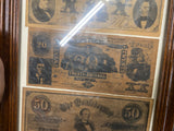 Confederate Notes Vtg Currency Decoupage Wall Art Decor Plaque Display Civil War
