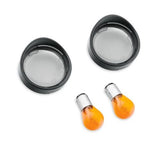 Harley-Davidson 73343-09 Black Rear Turn Signal Visor Trim Ring Kit Smoked Lense