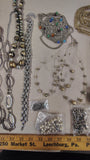Vintage Jewelry Lot Statement Necklaces Coin Chain Beaded Earrings 35+ Pcs