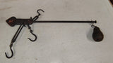 Antique Cast Iron Steelyard Hanging Balance Beam Farm Scale 3-Hook Counterweight