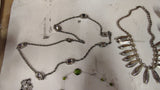Vintage Costume Jewelry Lot Estate Necklaces Earrings Green Gold Silver Tone