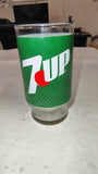 Vintage 1970s 7UP 12 oz Pedestal Footed Tumbler Glass Bubble Logo
