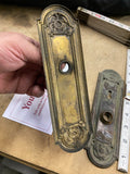 Antique Brass Federal Fan Door Mortise Lockset Plates Knob Victorian Art Deco