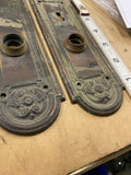 Antique Brass Federal Fan Door Mortise Lockset Plates Knob Victorian Art Deco