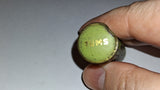Vintage Tums Metal Tube Container Push Bottom Green Gold Pocket Tin Dispenser