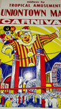1960s-70's Uniontown Mall Carnival Poster Triangle Printing Style 521 Clown RARE