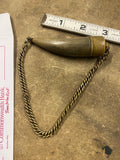 Antique Vintage Snuff Horn Mull Container Screw Cap Chain 3" Frontiersman 1800's
