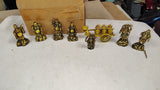 Vintage Japanese Celluloid Seven Lucky Gods Figurines & Barrel Cart Set