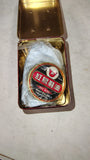 Vintage 5 Cent Shoe Shine Kit Tin Box Red Circus Style Hong Kong