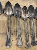 Lot of 7 Vintage Silverplate Spoons - Mixed Patterns Flatware Rockford rodgers