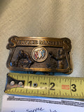 Vtg Buick Service Masters Brass Belt Buckle 70s Collect Wild Cat Mechanic Tech