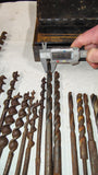 Vintage Auger Brace Bits Machinist Tap Die Combo Lot Black Metal Organizer Box