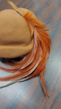 Vintage Merrimac Merfelt 100% Wool Fascinator Cocktail Hat Ostrich Feather