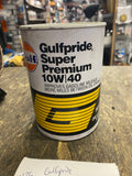 Vintage Gulfpride Super Premium 10W-40 Oil Can, 1 Quart, Very Good Condition
