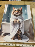 Cute Tabby Kitten Canvas Wall Art Print Bathroom Decor 12x18 Inch Unframed Lot