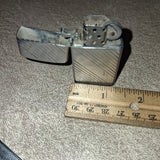 Vintage 1989 Zippo Slim B V Diagonal Slash Lines Chrome Pocket Lighter