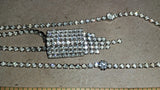 Vintage Clear Rhinestone Lariat Necklace & Single Earring Set Tassel Fringe