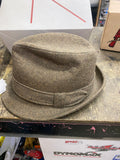 Men's Brown Wool Tweed Fedora Hat Stylish Trilby Dunlap 6 7/8 Dress 50's Gangste