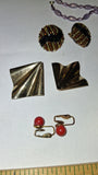 Vtg 1980s Costume Jewelry Lot Avon Enamel Clip On Earrings Purple Bead Necklace