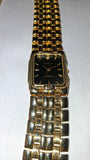 Vintage Geneva Mens Gold Tone Quartz Watch Case Part Repairs Textured Dial
