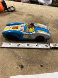 Vintage Tin Toy Race Car Friction Driver Figure Blue Silver 5 Haji Japan Mansei
