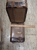 Vtg Suitcase Set 2pc Tweed Nested Luggage Faux Alligator Trim Mid Century Old