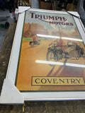 Vtg Triumph Motorcycle Coventry Poster Framed Vintage Garage Wall Art 20's Print