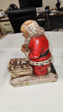 Vtg 1976 R P Gauer Kneeling Santa Praying Over Baby Jesus Manger Plaster Figure