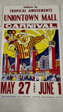 1960s-70's Uniontown Mall Carnival Poster Triangle Printing Style 521 Clown RARE