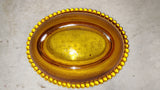 Vtg Indiana Glass Amber Hen on Nest Replacement Base Only Beaded Edge 7"