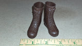 Vtg GI Joe StandardTall Brown Boots Wide Ridge Action Soldier 12" Pair Pre 1970