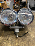 OEM Harley Dyna Fat Bob (FXDF) dual halogen headlights Chopper Bottom mount Chro