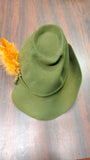 Vintage Mayser German Green Wool Felt Alpine Tyrolean Hunting Hat Feather