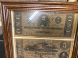 Confederate Notes Vtg Currency Decoupage Wall Art Decor Plaque Display Civil War
