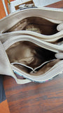 Alfred Dunner White Floral Faux Snakeskin Leather Shoulder Tote Bag Medium