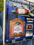 Vintage Budweiser Frog Wood Dartboard Cabinet Case 22x 19 Advertising Breweriana