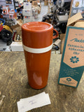 Vintage Aladdin Thermos Bottle Brown Orange Plastic Handle Cup Lid Hunter Constr