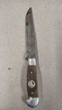 Vintage 1950s Japan Mini Bowie Knife Compass Handle Wood Grip Beaded Sheath