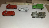 Vtg 1960s Diecast Toy Fire Truck Lot 5pc Tootsietoy Midgetoy Jeep  Wrecker USA!